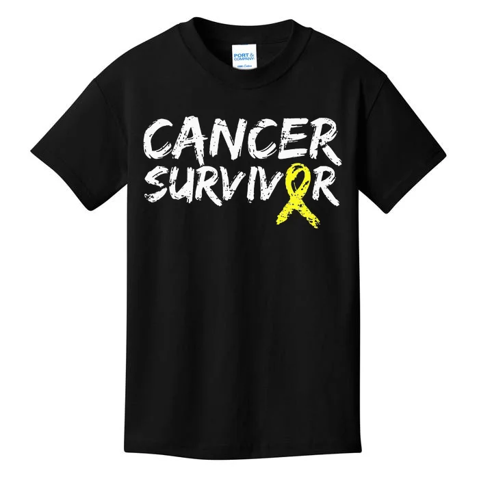 Childhood Cancer Survivor Yellow Ribbon Awareness Support Kids T-Shirt