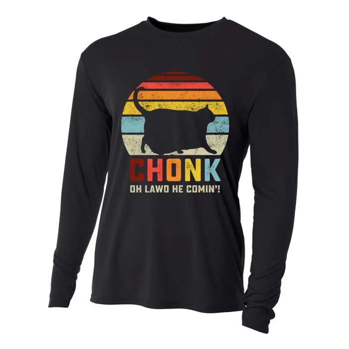 Chonk Cat Scale Meme Funny Retro Style Vintage Cats Memes Cooling Performance Long Sleeve Crew