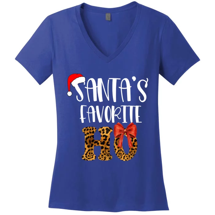 Cute Cheetah Santas Favorite Ho Christmas S Gift Women's V-Neck T-Shirt