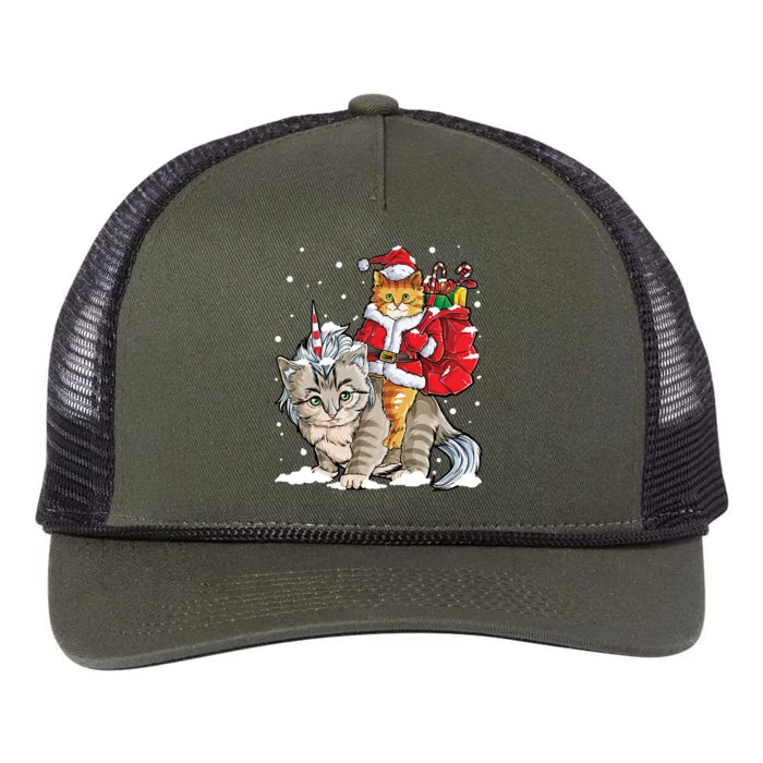 Cat Christmas Santa Caticorn Unicorn Meowy Catmas Xmas Great Gift Retro Rope Trucker Hat Cap