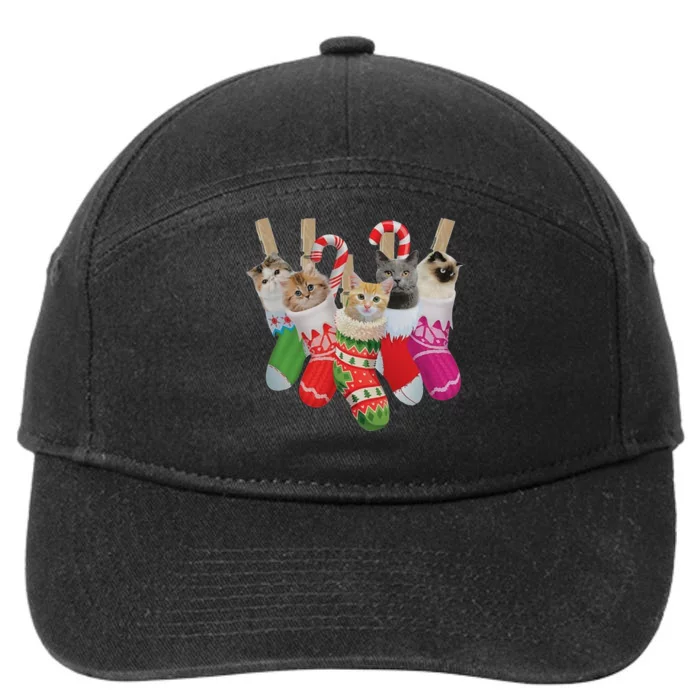 Cats Christmas Stocking 7-Panel Snapback Hat