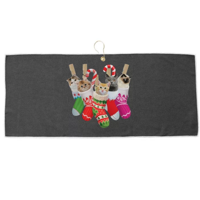 Cats Christmas Stocking Large Microfiber Waffle Golf Towel