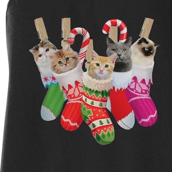 Cats Christmas Stocking Women's Racerback Tank