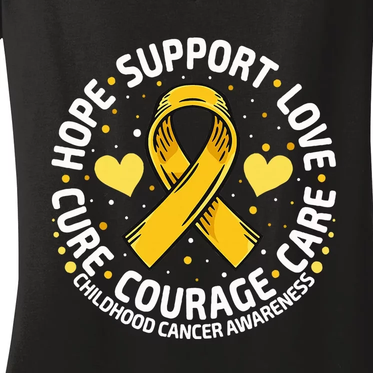 Childhood Cancer Support Family Childhood Cancer Awareness Women's V-Neck T-Shirt