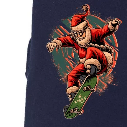 Cool Christmas Skateboarding Santa Claus Doggie 3-End Fleece Hoodie