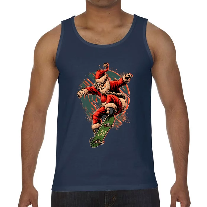 Cool Christmas Skateboarding Santa Claus Comfort Colors® Tank Top