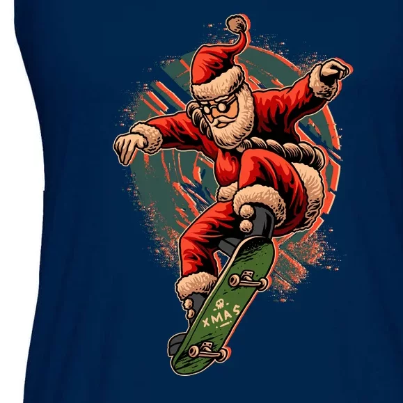 Cool Christmas Skateboarding Santa Claus Ladies Essential Flowy Tank