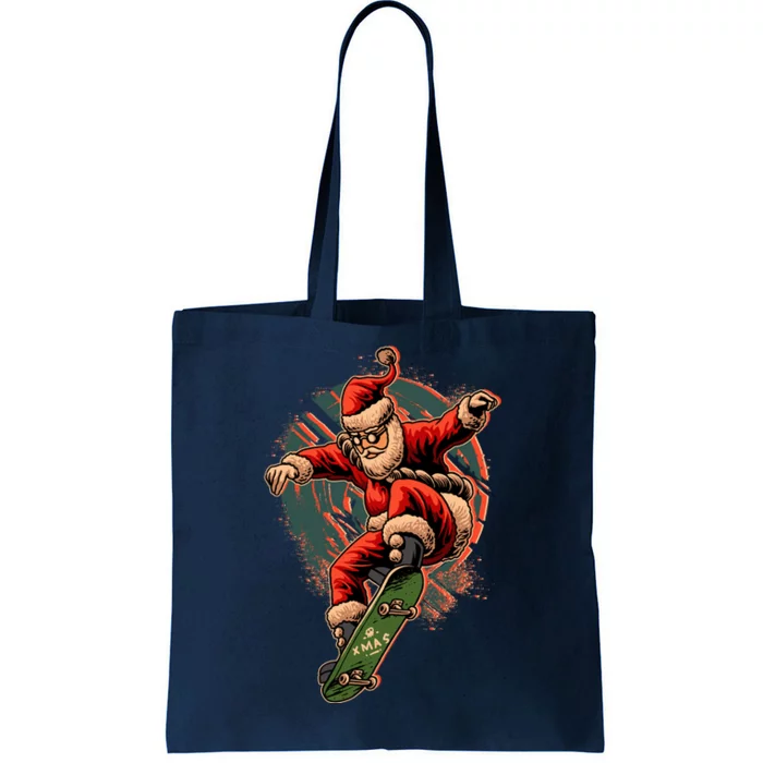 Cool Christmas Skateboarding Santa Claus Tote Bag