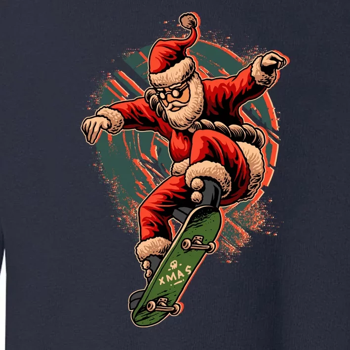 Cool Christmas Skateboarding Santa Claus Toddler Sweatshirt