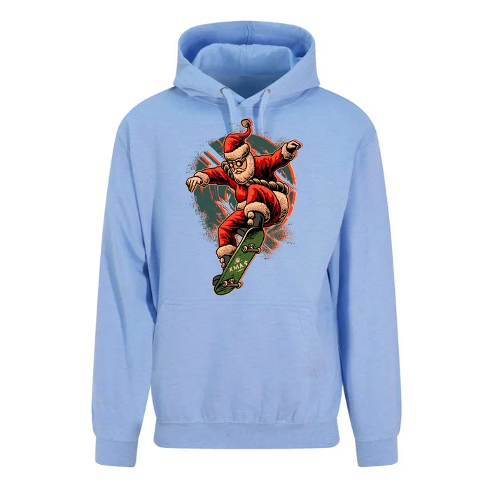 Cool Christmas Skateboarding Santa Claus Unisex Surf Hoodie