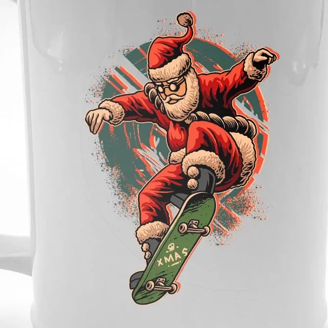 Cool Christmas Skateboarding Santa Claus Front & Back Beer Stein