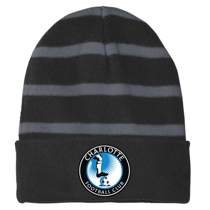 Cool Charlotte Soccer Team Football Club Striped Beanie with Solid Band