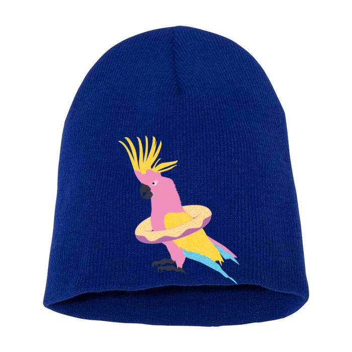 Cockatiel Cockatoo Summer Vacay Party Beach Vibes Funny Gift Short Acrylic Beanie