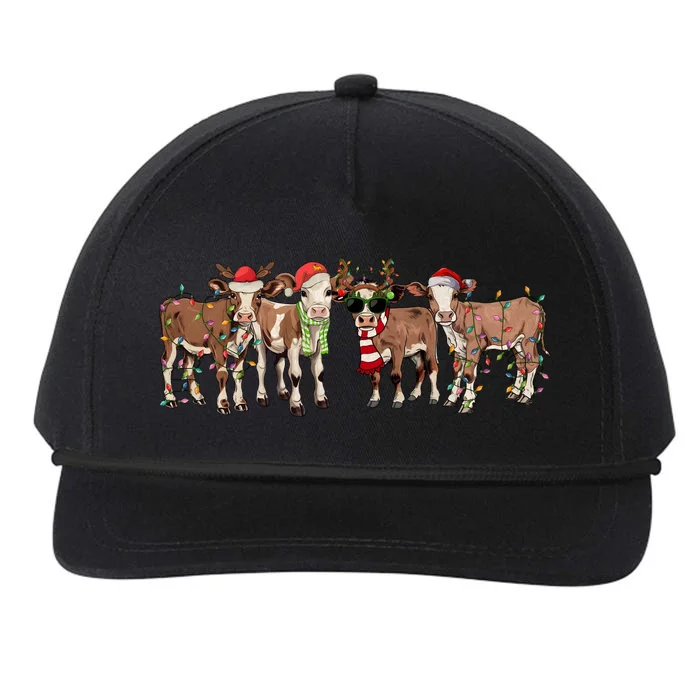 Christmas Cow Santa Claus Farmer Merry Christmas Snapback Five-Panel Rope Hat