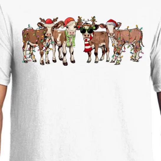 Christmas Cow Santa Claus Farmer Merry Christmas Pajama Set