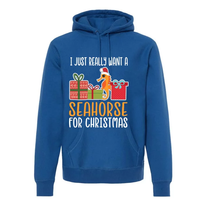 Cute Christmas Seahorse I Want A Seahorse Gift Premium Hoodie