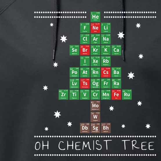 Christmas Chemistry Science Periodic Table Chemist Tree Performance Fleece Hoodie