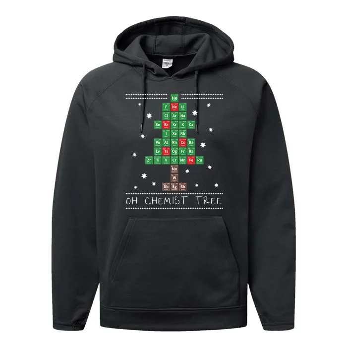 Christmas Chemistry Science Periodic Table Chemist Tree Performance Fleece Hoodie