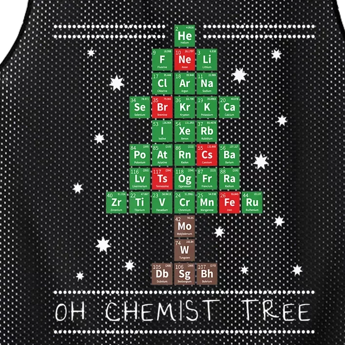 Christmas Chemistry Science Periodic Table Chemist Tree Mesh Reversible Basketball Jersey Tank