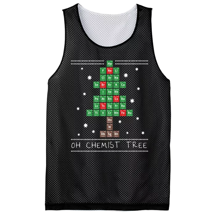 Christmas Chemistry Science Periodic Table Chemist Tree Mesh Reversible Basketball Jersey Tank