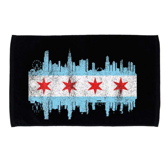 Chicago City Skyline Flag Vintage Chicago City Microfiber Hand Towel