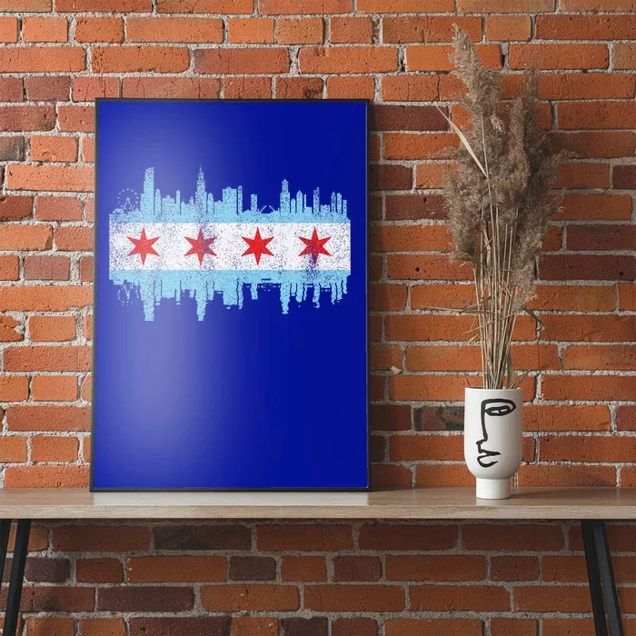 Chicago City Skyline Flag Vintage Chicago City Poster