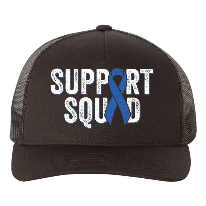 Colon Cancer Support Squad Blue Colorectal Awareness Ribbon Yupoong Adult 5-Panel Trucker Hat