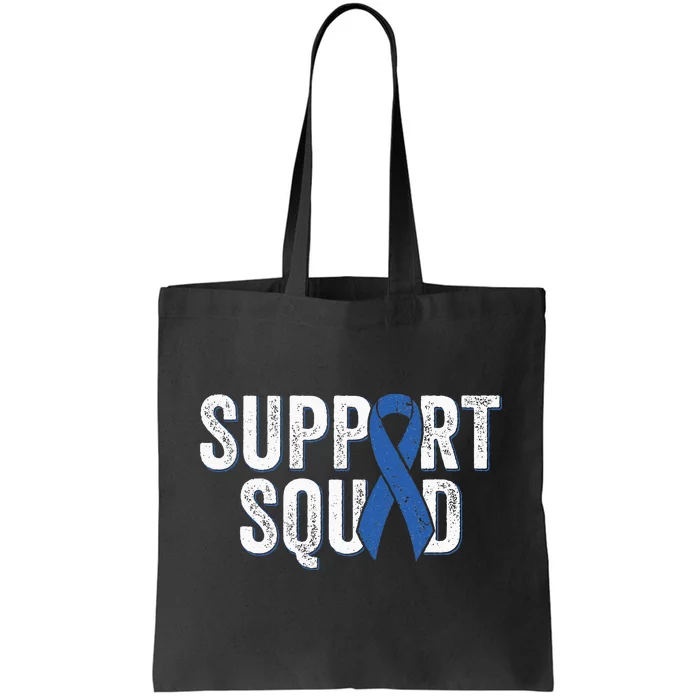 Colon Cancer Support Squad Blue Colorectal Awareness Ribbon Tote Bag