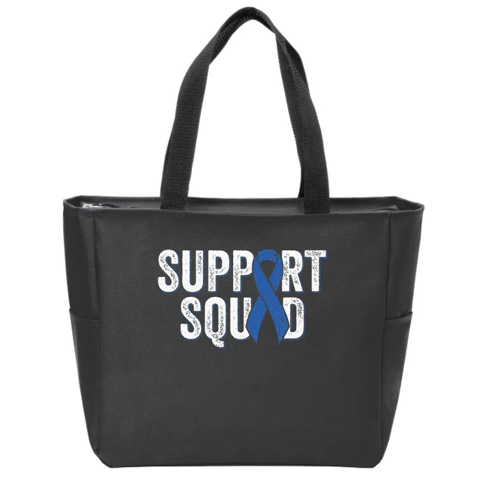 Colon Cancer Support Squad Blue Colorectal Awareness Ribbon Zip Tote Bag