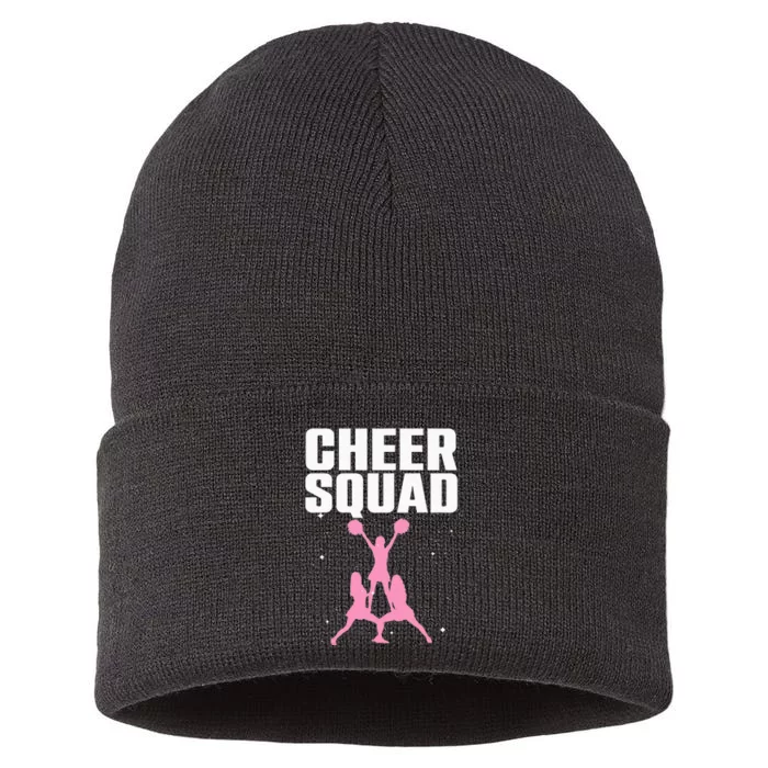 Cool Cheer Squad For Mom Cheerleader Cheer Flyer Sustainable Knit Beanie