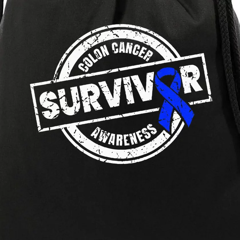 Colon Cancer Survivor Colon Cancer Awareness Month Drawstring Bag