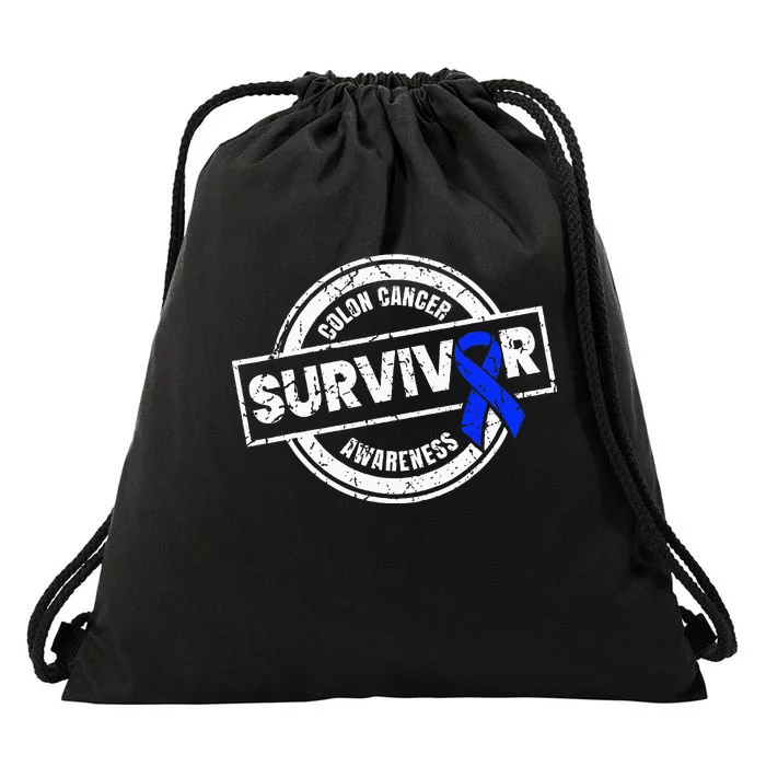 Colon Cancer Survivor Colon Cancer Awareness Month Drawstring Bag