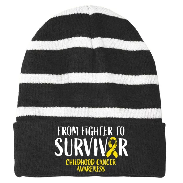 Childhood Cance Survivor Childhood Cancer Awareness Striped Beanie with Solid Band