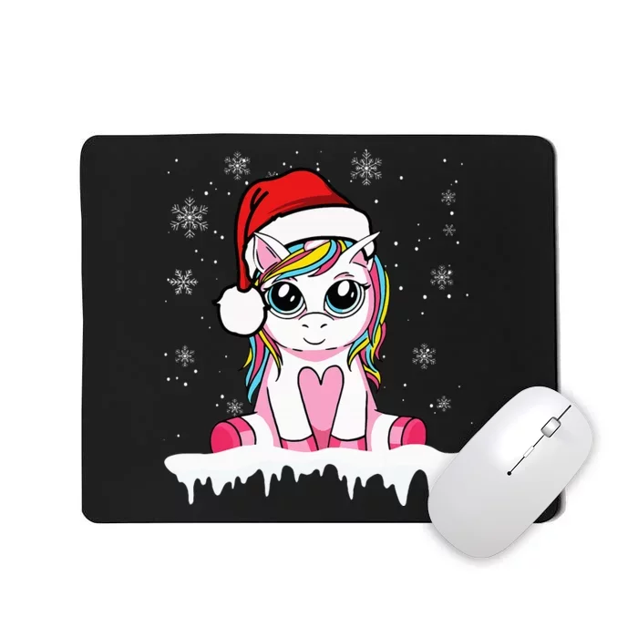 Cute Christmas Santa Unicorn Christmas Mousepad