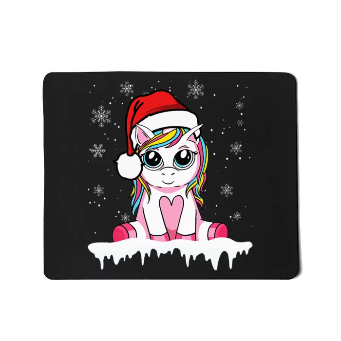 Cute Christmas Santa Unicorn Christmas Mousepad