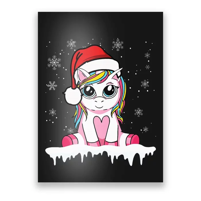 Cute Christmas Santa Unicorn Christmas Poster