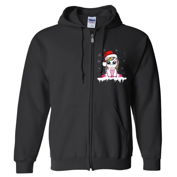 Cute Christmas Santa Unicorn Christmas Full Zip Hoodie