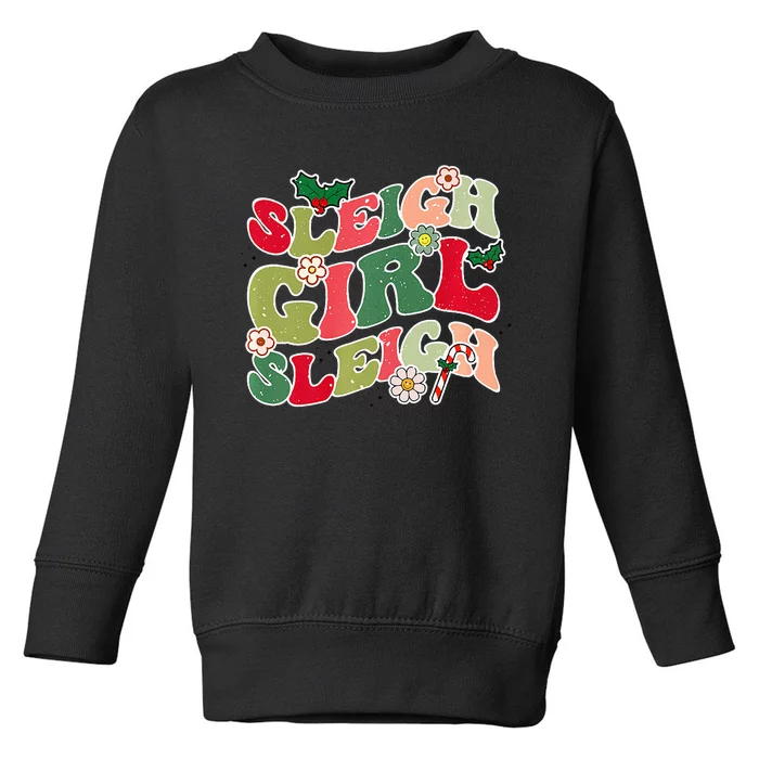 Cute Christmas Sleigh  Sleigh Retro Holiday Design Toddler Sweatshirt