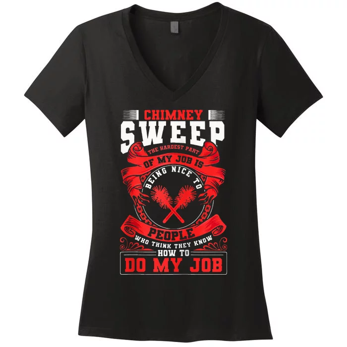 Chimney Cleaner Sweeper Professional Chimney Sweep Women's V-Neck T-Shirt