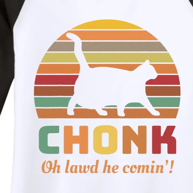 Chonk Cat Scale Meme Retro Oh Lawd He Comin Memes Women's Tri-Blend 3/4-Sleeve Raglan Shirt