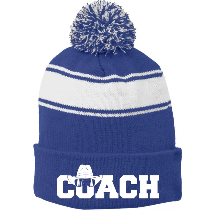 Coach Colorado Sports Logo Stripe Pom Pom Beanie