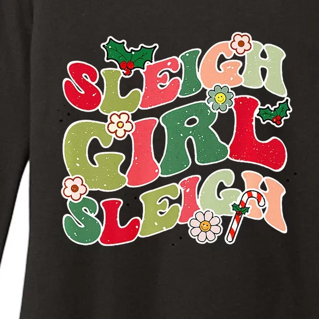 Cute Christmas Sleigh  Sleigh Retro Holiday Design Womens CVC Long Sleeve Shirt