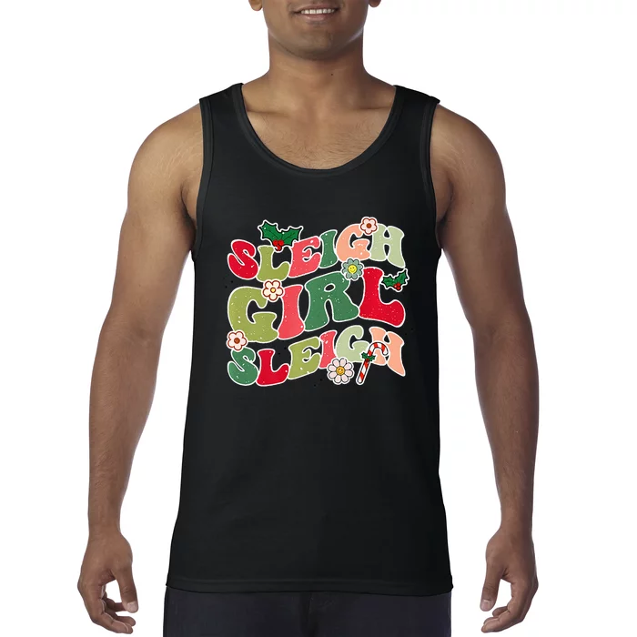 Cute Christmas Sleigh  Sleigh Retro Holiday Design Tank Top