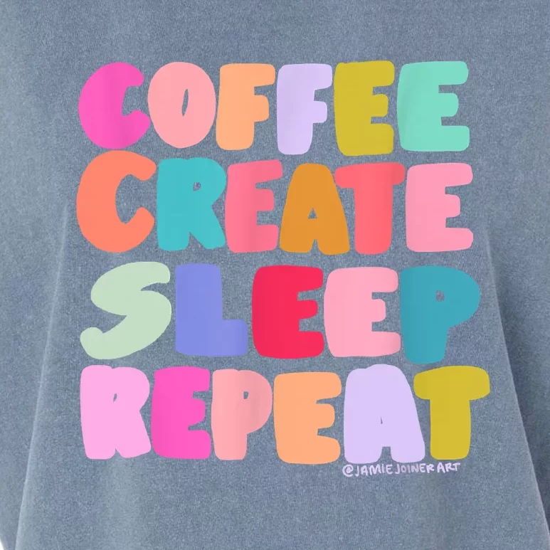 Coffee Create Sleep Repeat Cute Artwork Creatives Artists Garment-Dyed Women's Muscle Tee