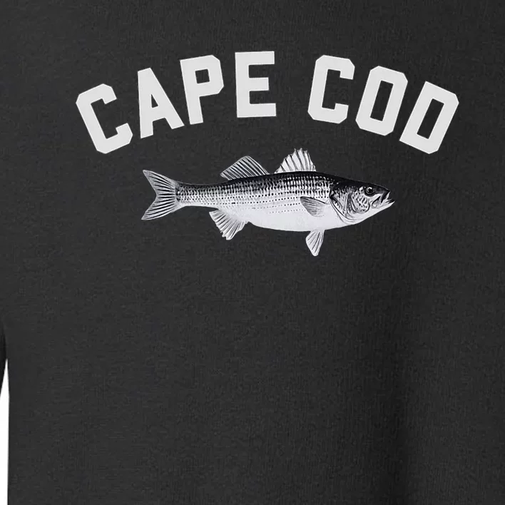 Cape Cod Striper Striped Bass Fun Fishing Design Toddler Sweatshirt