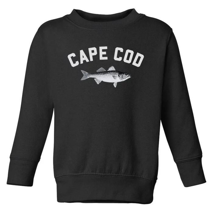 Cape Cod Striper Striped Bass Fun Fishing Design Toddler Sweatshirt