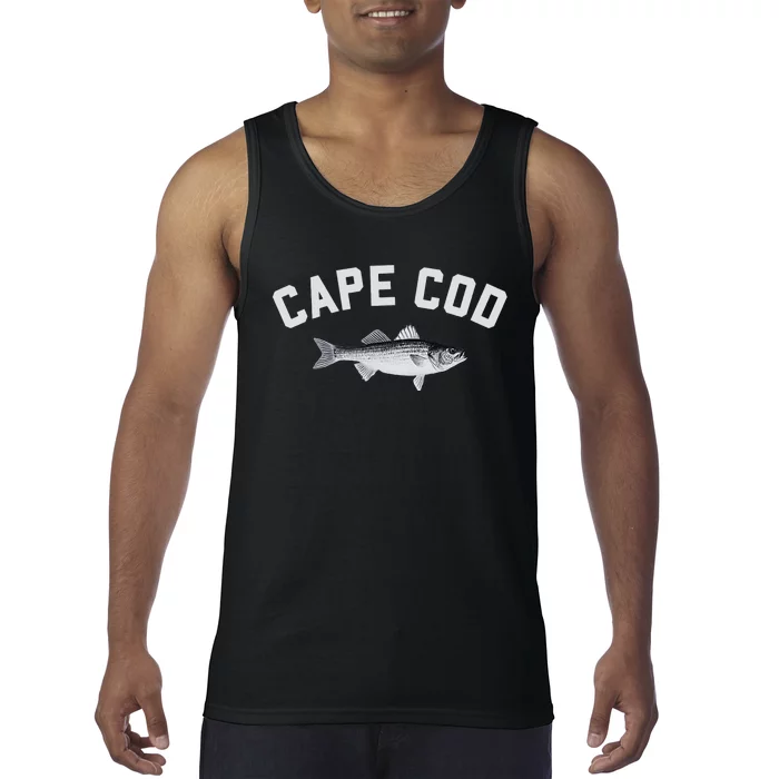 Cape Cod Striper Striped Bass Fun Fishing Design Tank Top