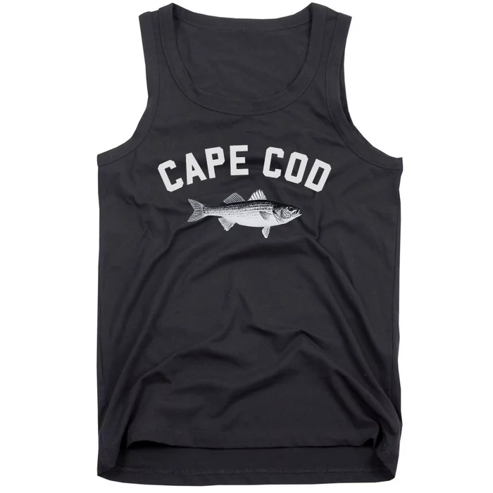 Cape Cod Striper Striped Bass Fun Fishing Design Tank Top