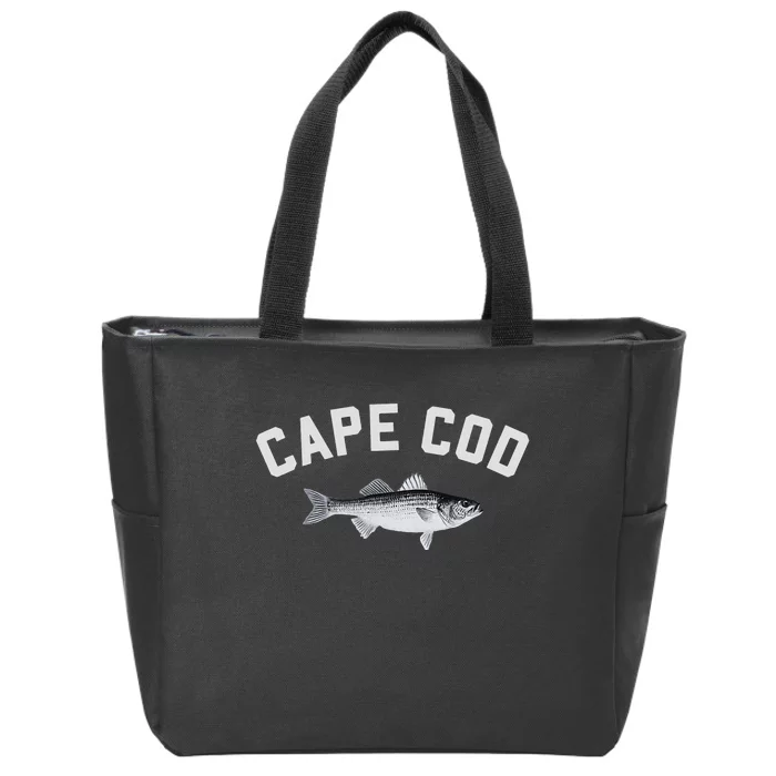 Cape Cod Striper Striped Bass Fun Fishing Design Zip Tote Bag