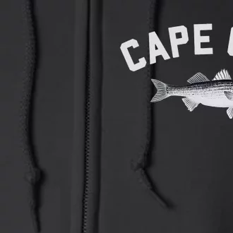 Cape Cod Striper Striped Bass Fun Fishing Design Full Zip Hoodie